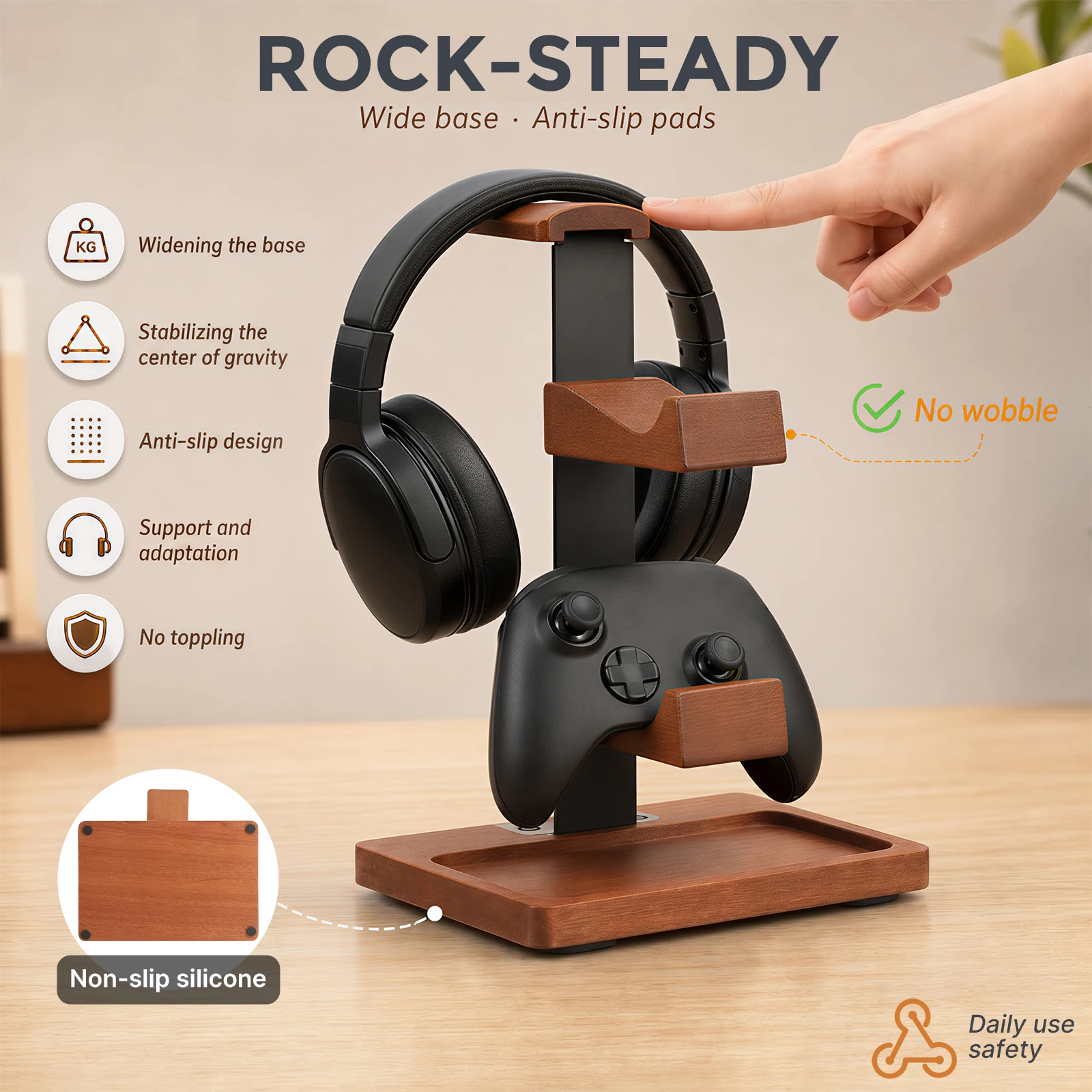 حامل سماعات رأس من الخشب الصلب - مراجعة Headphone Stand Desk وسعره
