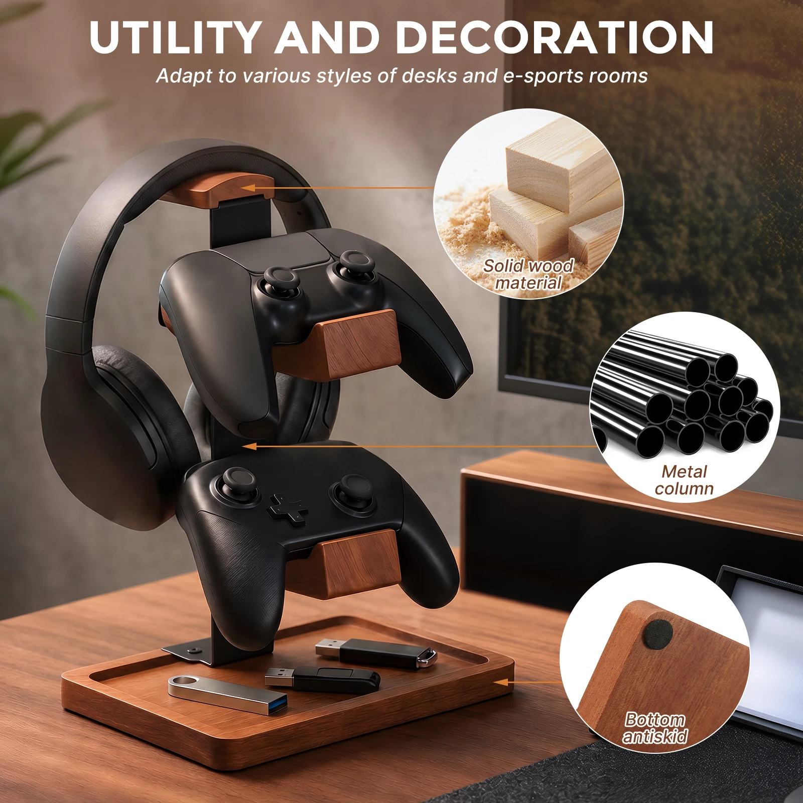 حامل سماعات رأس من الخشب الصلب - مراجعة Headphone Stand Desk وسعره