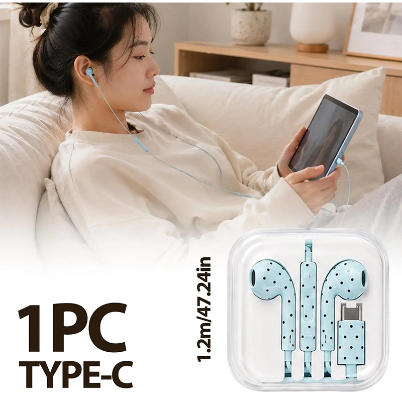 سماعة أذن داخلية بنمط نقاط الب - مراجعة Usb C Earphone وسعره